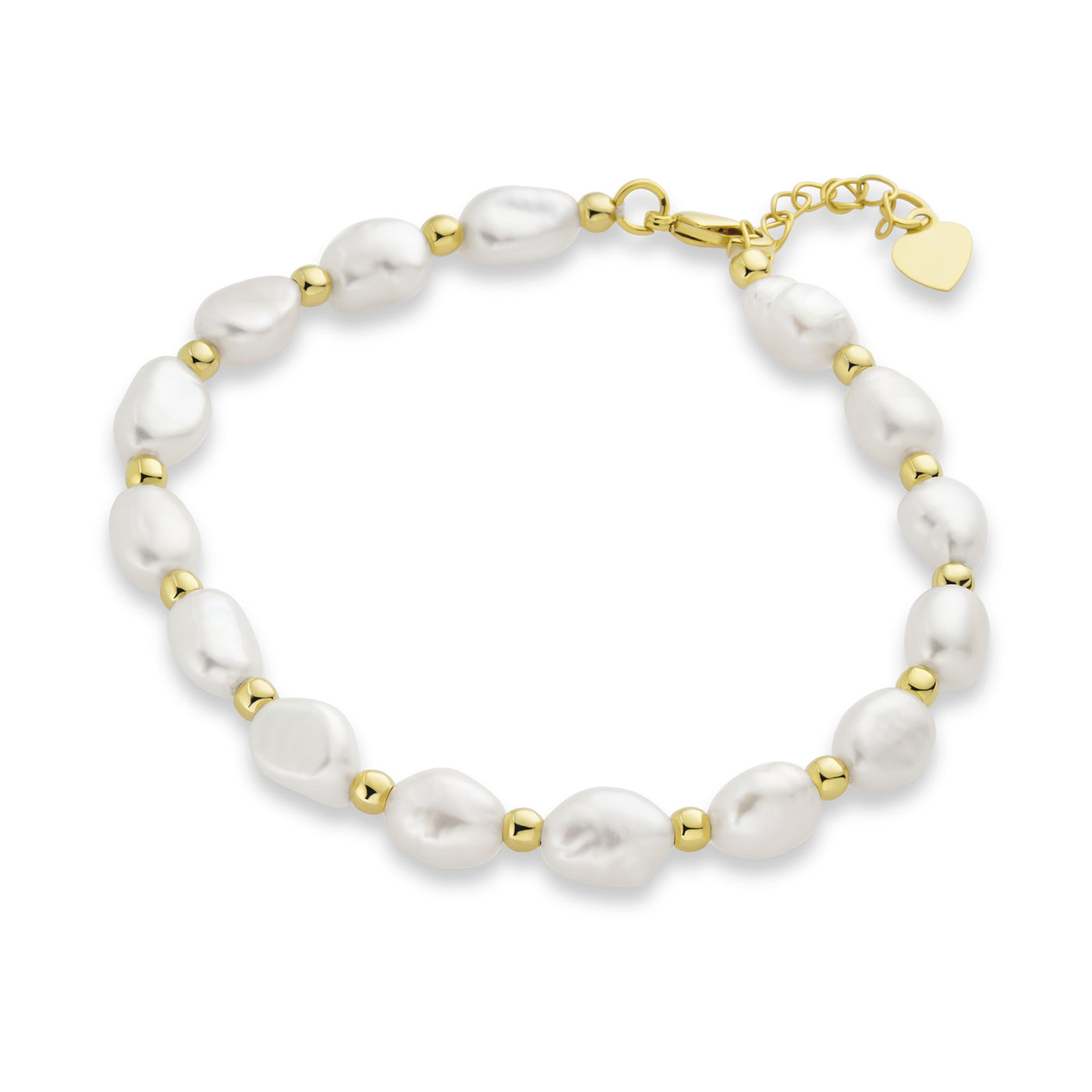 Bridal Baroque Pearl Bracelet & Teardrop Pearl Huggie Earrings Set Gold Plated