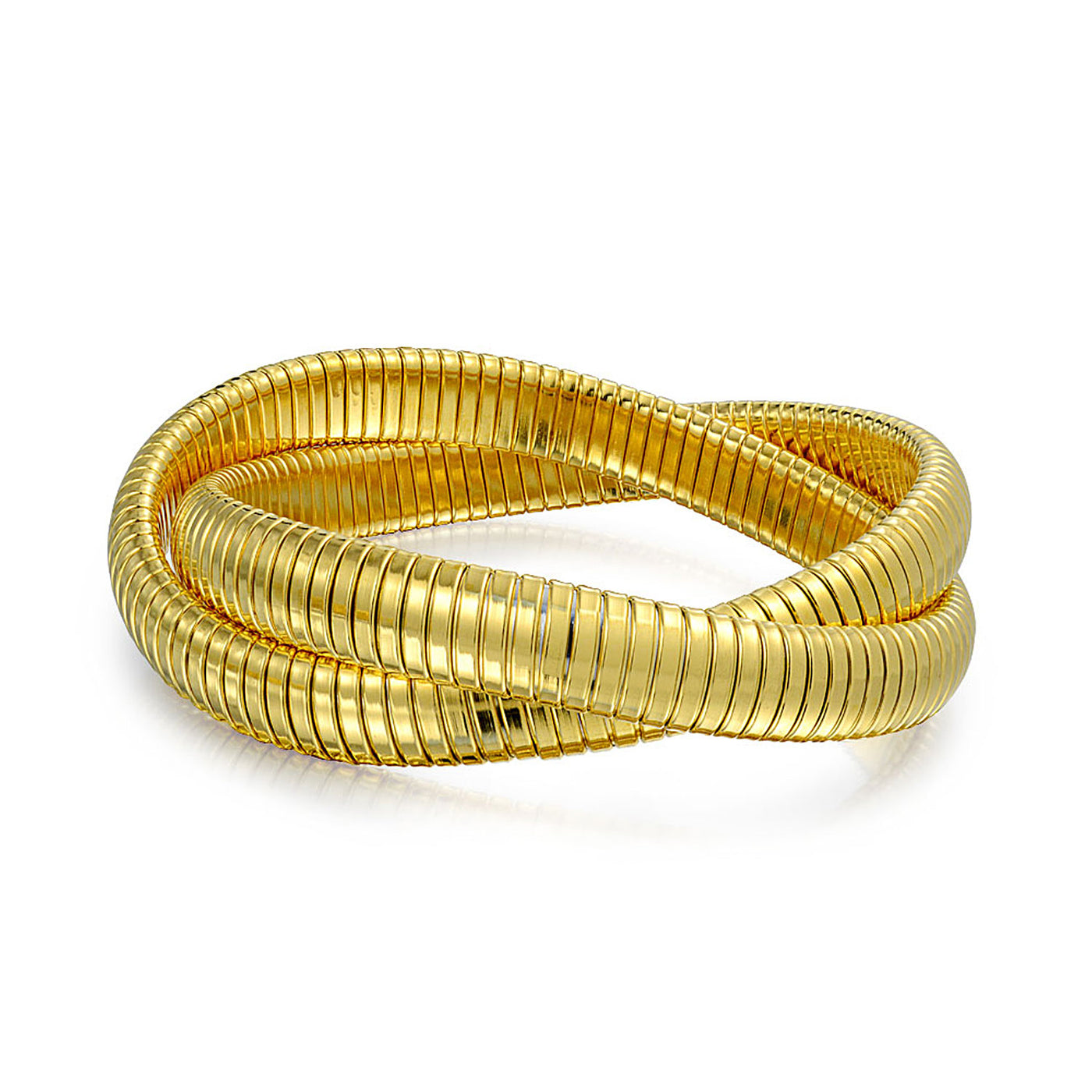 Omega Cobra Bangle Stretch Bracelet Gold Plated Stainless Steel
