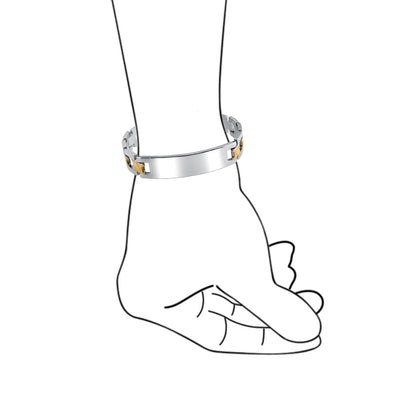 Set of 2 Two-Tone ID Bracelet Cross X Link 8 Inch Stainless Steel Band