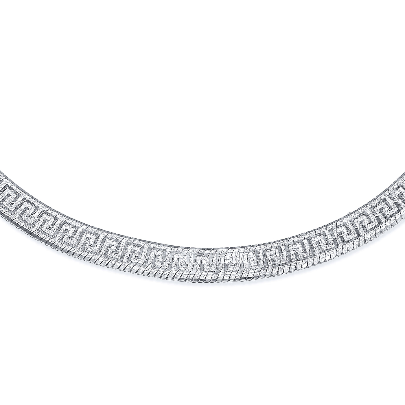 Herringbone Reversible Flat Greek Key Chain Collar Necklace Bracelet .925 Silver