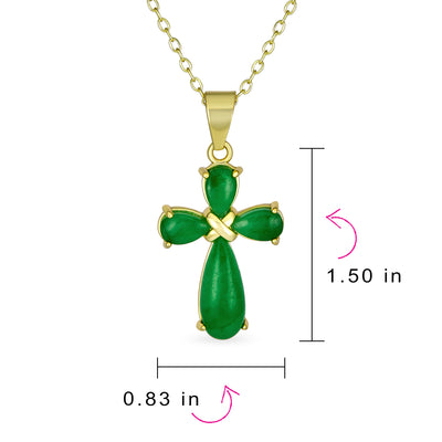 Green Jade Necklace & Drop Earrings Jewelry Set Gold Plated Sterling Silver