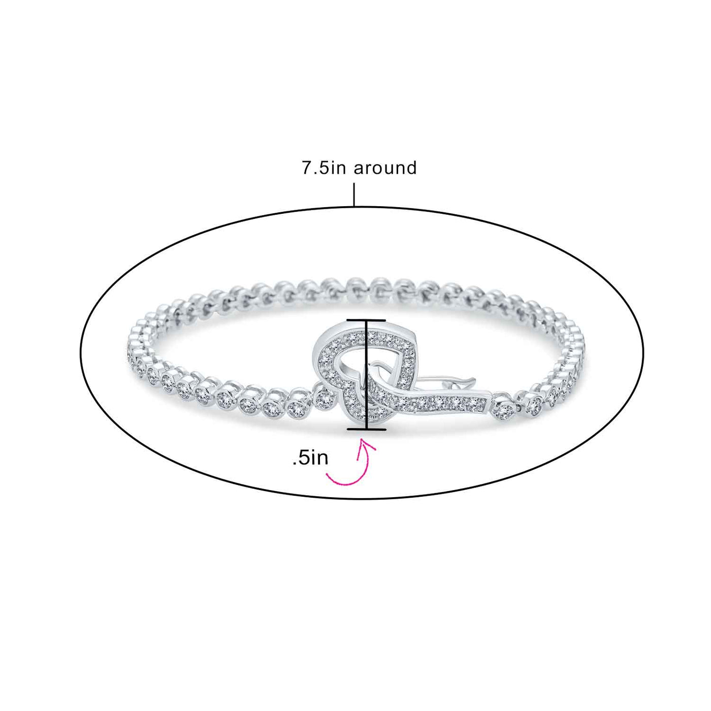 Bezel Set CZ Open Heart Tennis Bracelet & Stud Earrings Set Sterling Silver