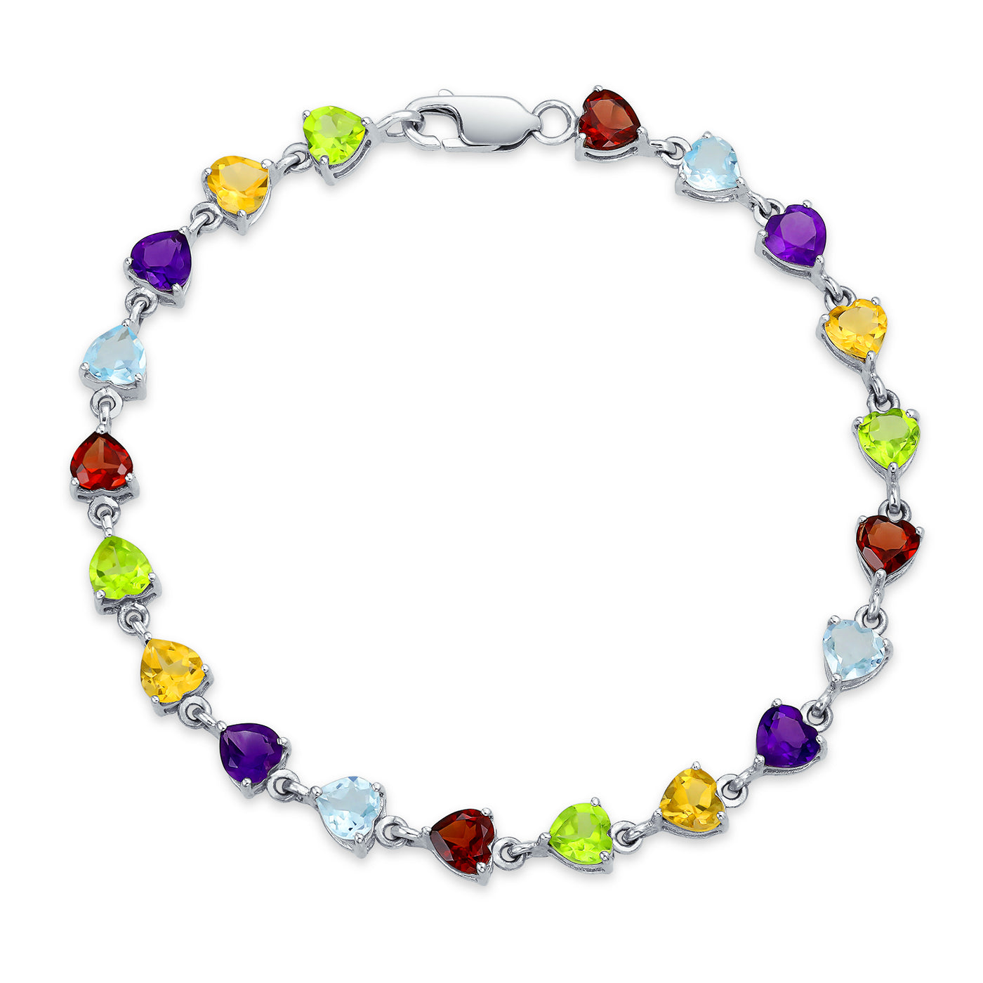 Contemporary Multi Gemstone Heart Link Bracelet - Jewellery Discovery