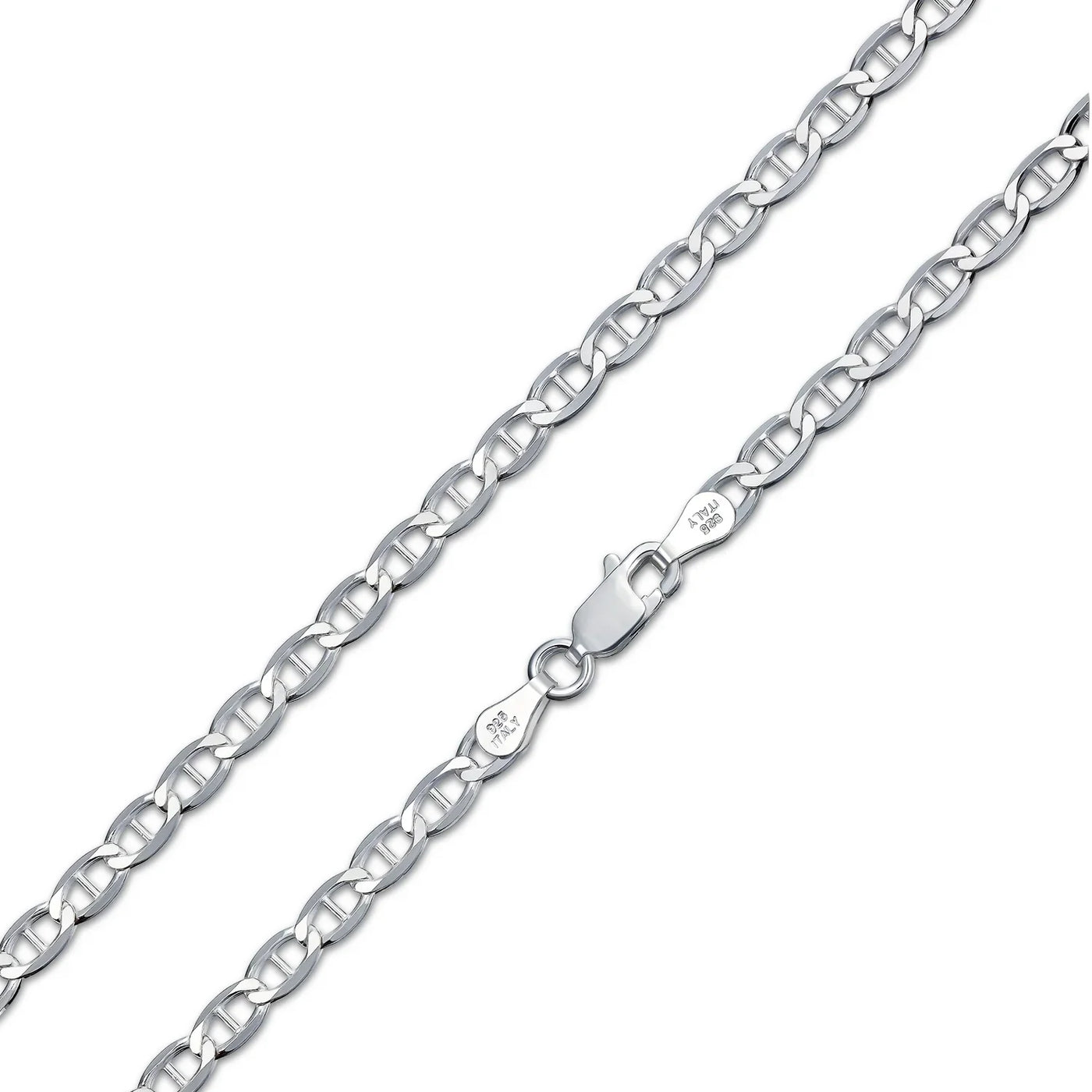 Men's Solid Sterling Silver 7MM Mariner Chain Necklace Unisex 24 Inch Made Italy - Bling Jewelry