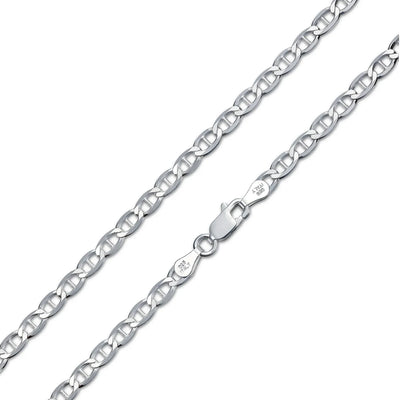 Men's Solid Sterling Silver 7MM Mariner Chain Necklace Unisex 24 Inch Made Italy - Bling Jewelry