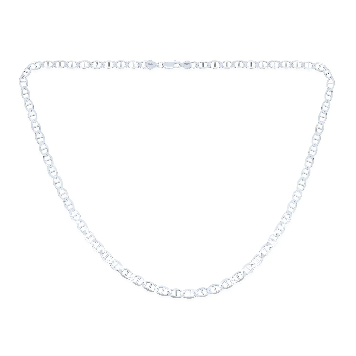 Men's Solid Sterling Silver 7MM Mariner Chain Necklace Unisex 24 Inch Made Italy - Bling Jewelry