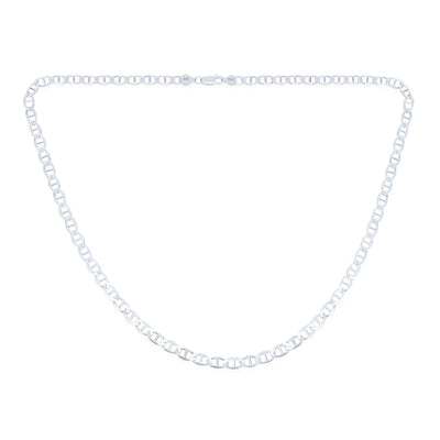 Men's Solid Sterling Silver 7MM Mariner Chain Necklace Unisex 24 Inch Made Italy - Bling Jewelry
