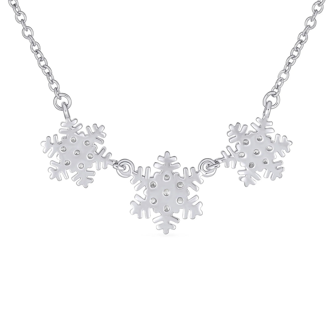 Winter Ice Blue Cubic Zirconia Snowflake Pendant Necklace in