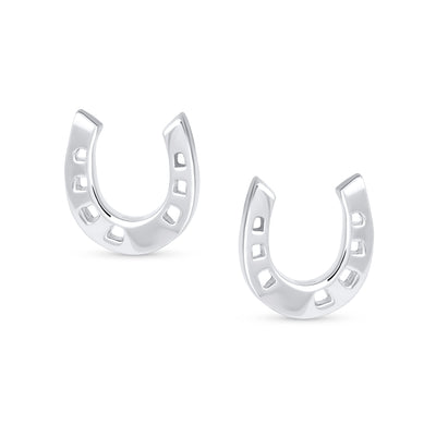 Round Inspirational Saying Quote CZ Horseshoe Necklace & Stud Earrings Set