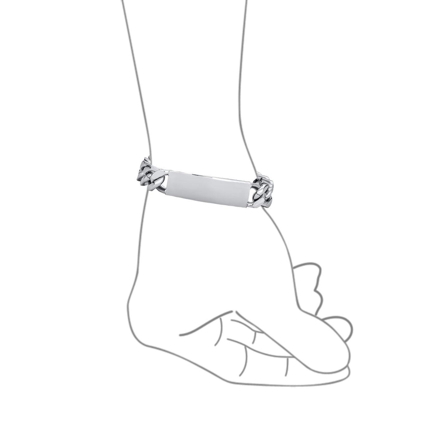 Set of 2 Cuban Link Chain ID Bracelet for Men Stainless Steel 8.5 Inch