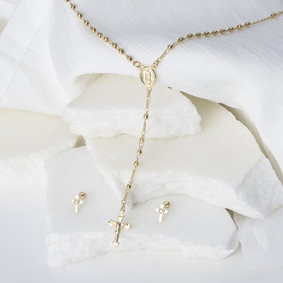 Religious Heart Cross Cartilage 1 Piece Earring CZ Real 14K Gold