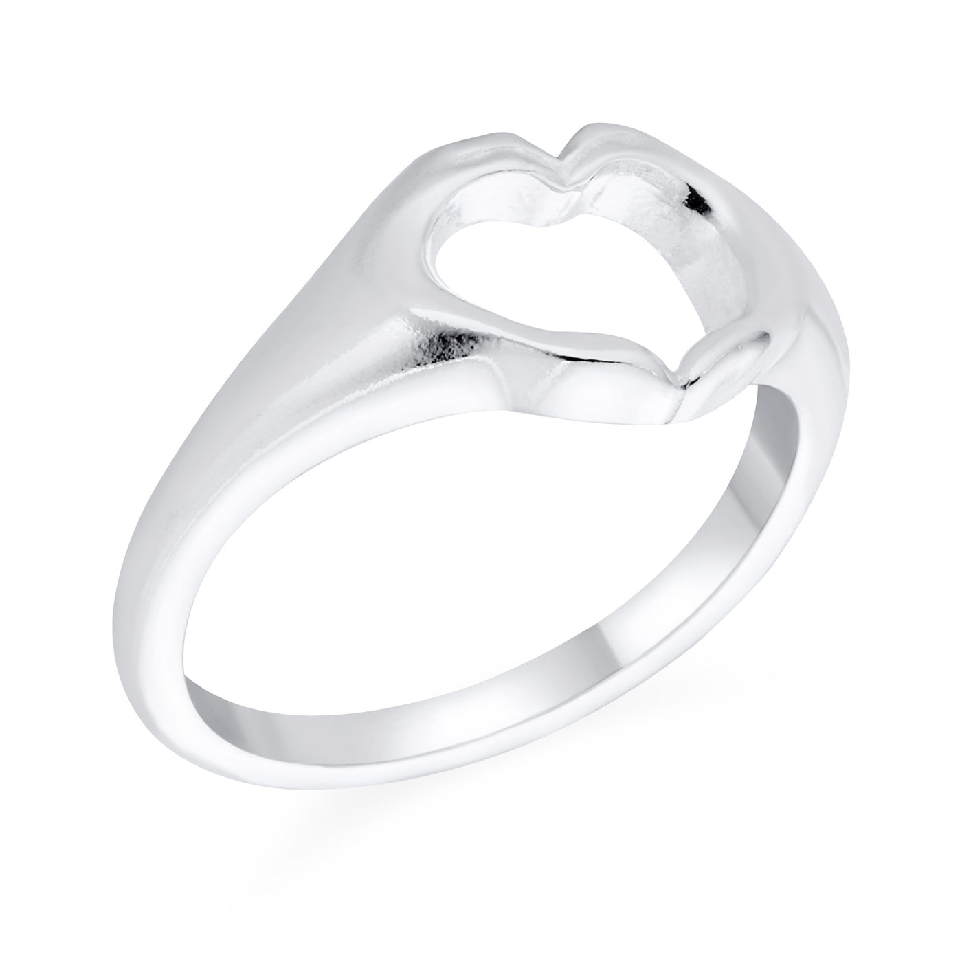 Open Heart I Love You Sign Language Promise Ring .925 Silver