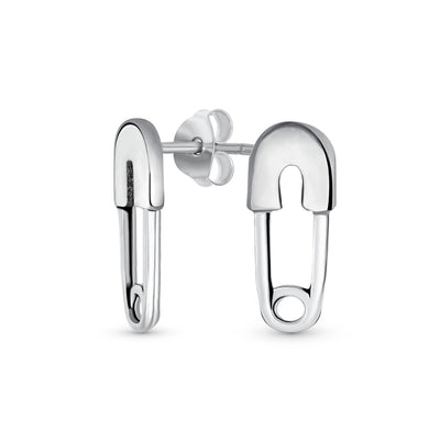 Inspirational Symbol Safety Pin Stud Earrings in Oxidized Sterling Silver - Bling Jewelry