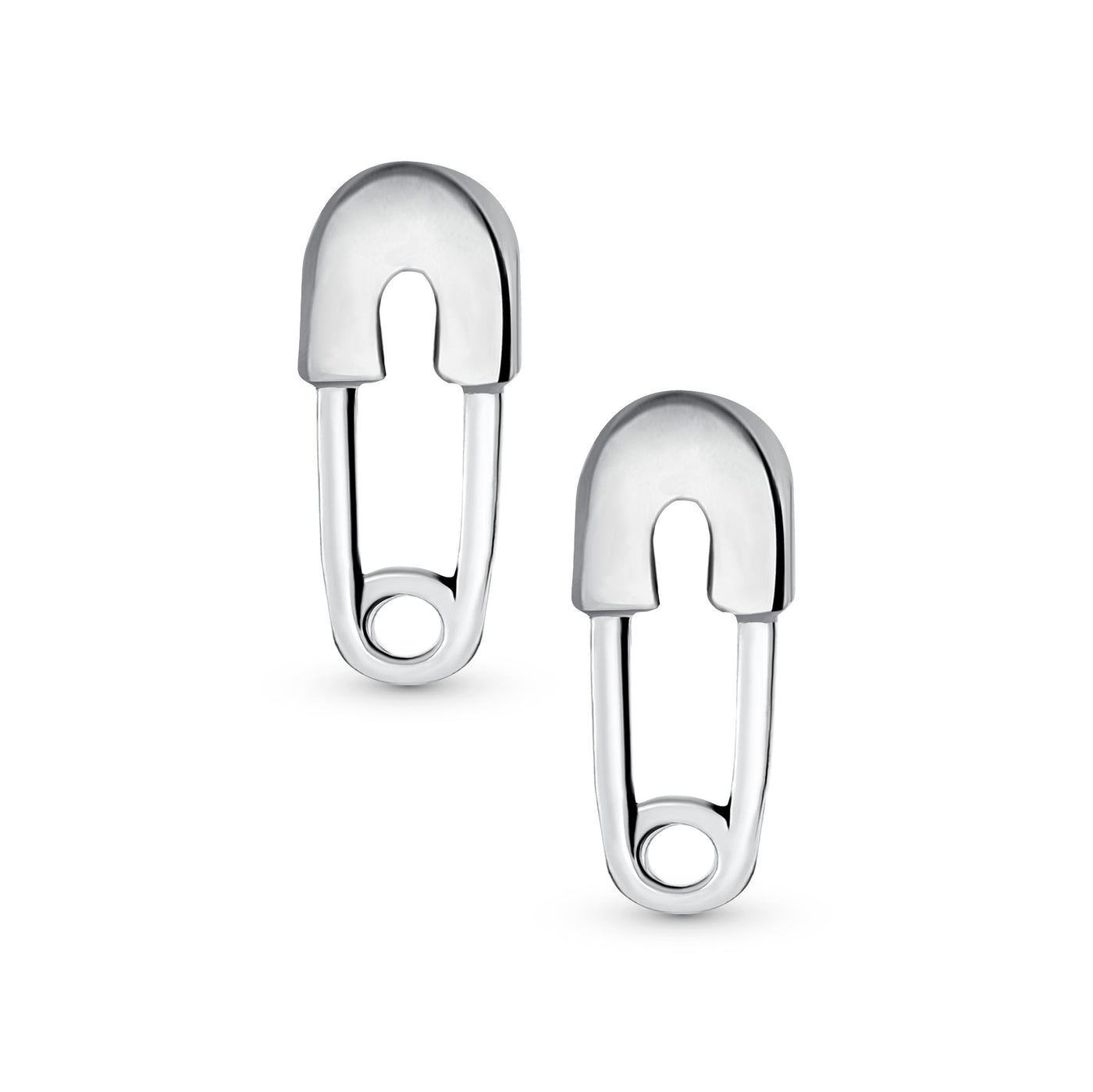 Inspirational Symbol Safety Pin Stud Earrings in Oxidized Sterling Silver - Bling Jewelry