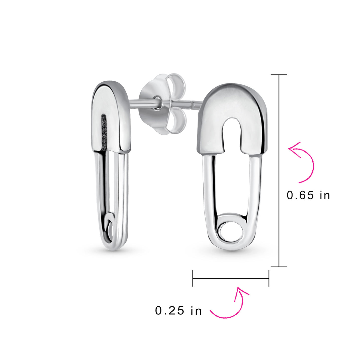 Inspirational Symbol Safety Pin Stud Earrings in Oxidized Sterling Silver - Bling Jewelry