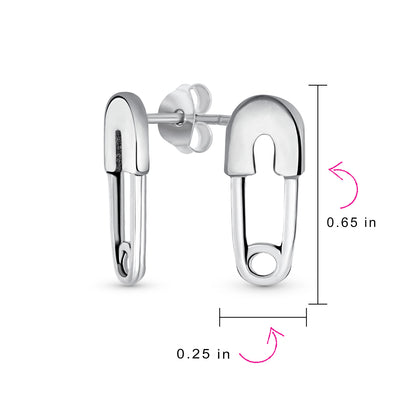 Inspirational Symbol Safety Pin Stud Earrings in Oxidized Sterling Silver - Bling Jewelry