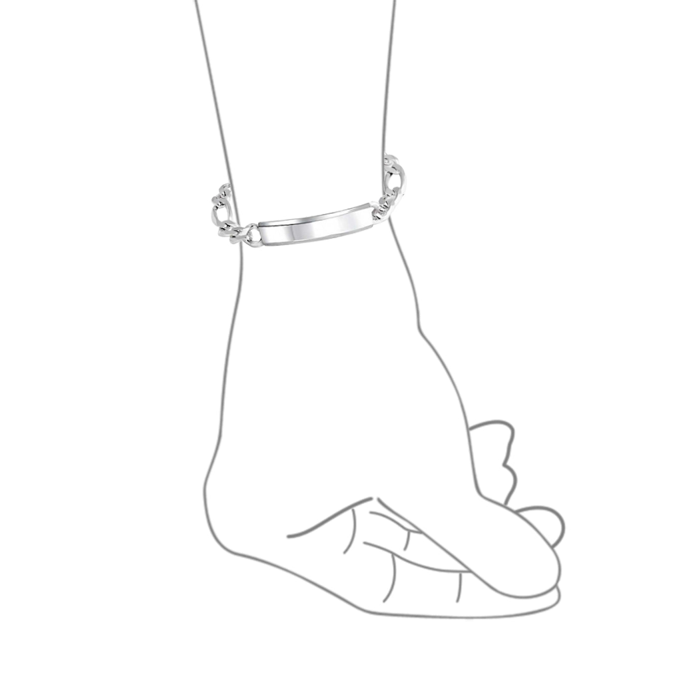 200 Gauge 8MM Heavy Sterling Silver Men's Figaro ID Bracelet - Bling Jewelry