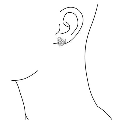 Swirl Filigree Scroll Heart Stud Earrings Women .925 Sterling Silver
