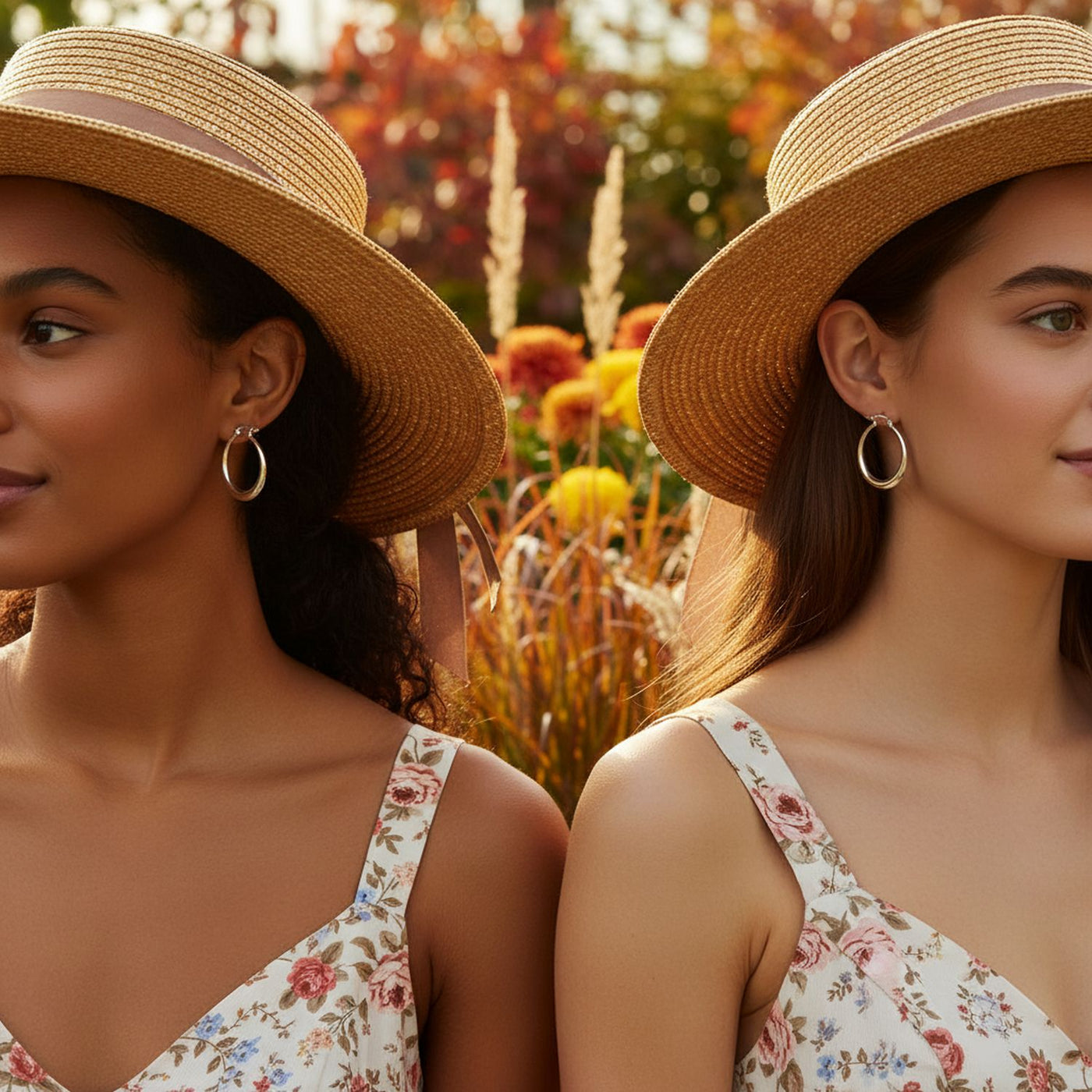 Set of 2 Tube Round 1.75" Hinged & 1" Endless Hoop Earrings Sterling Silver