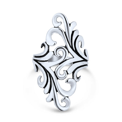 Western Jewelry Full Finger Armor Swirl Leaf Vine Ring Sterling Silver