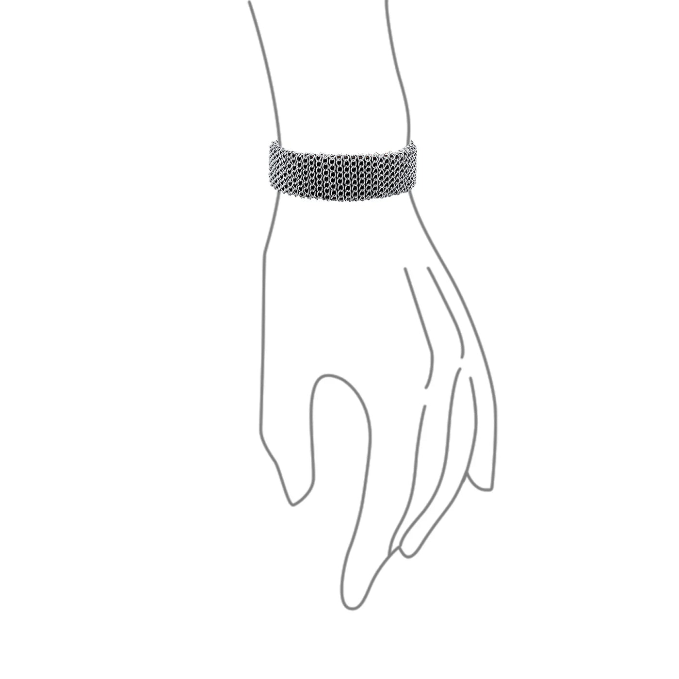 Hip Hop Wrap Bracelet Punk Rocker Metal Mesh Chain with Brown Leather Buckle - Bling Jewelry