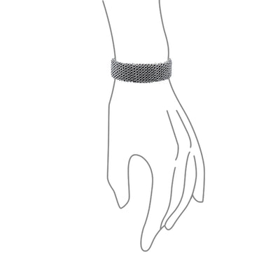 Hip Hop Wrap Bracelet Punk Rocker Metal Mesh Chain with Brown Leather Buckle - Bling Jewelry