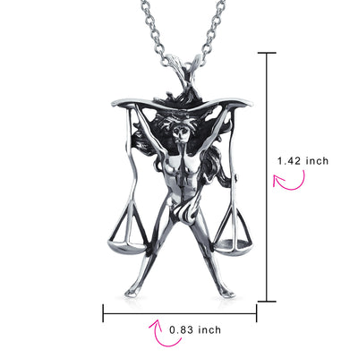 Vintage Law & Balance Symbol Justice Scales Pendant Necklace Sterling Silver