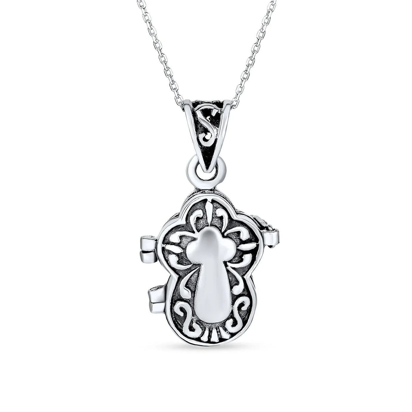 Lock Box Religious Religious Cross Prayer Box Locket Pendant Momenta Holder .925 Sterling ...