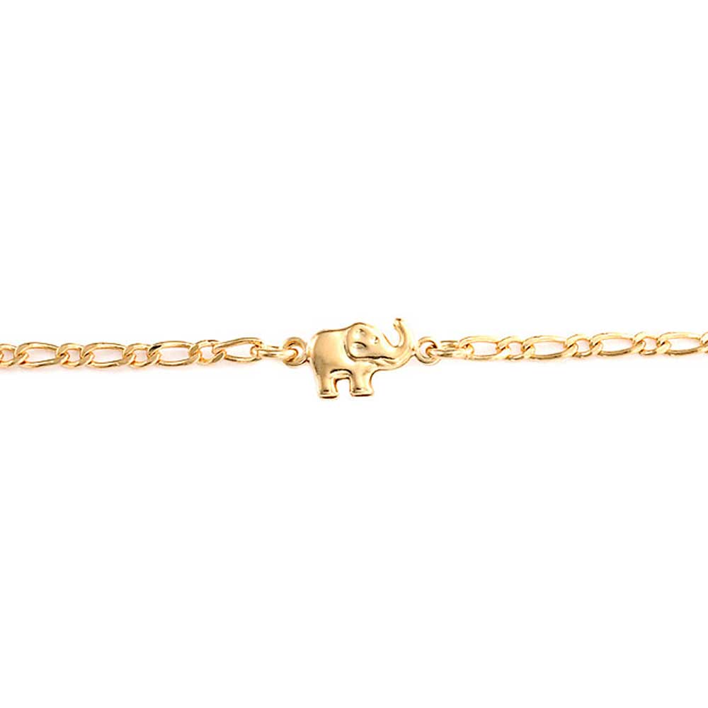 Danity Three Lucky Elephant Charm Bracelet Gold Plated