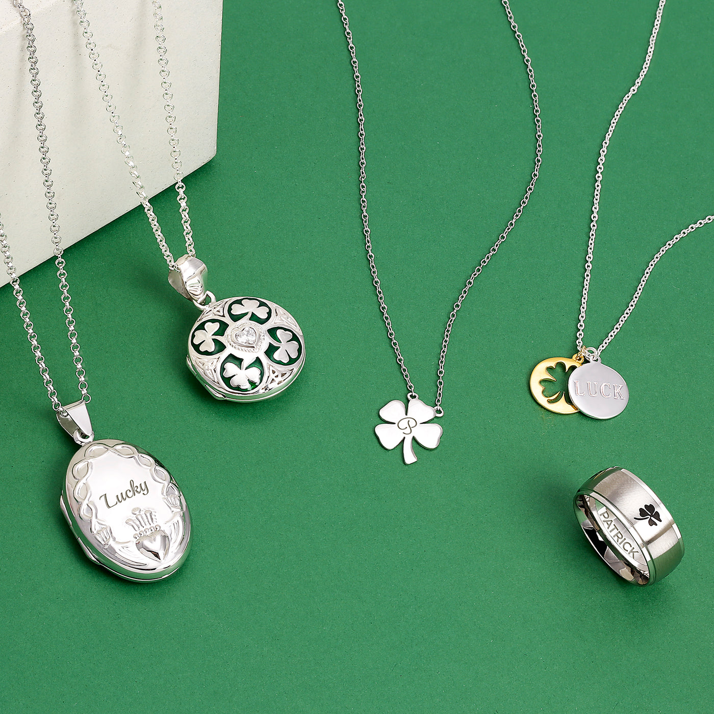 Celtic Shamrock Four Leaf Clover Wedding Band Ring Matte Silver Stainless Steel