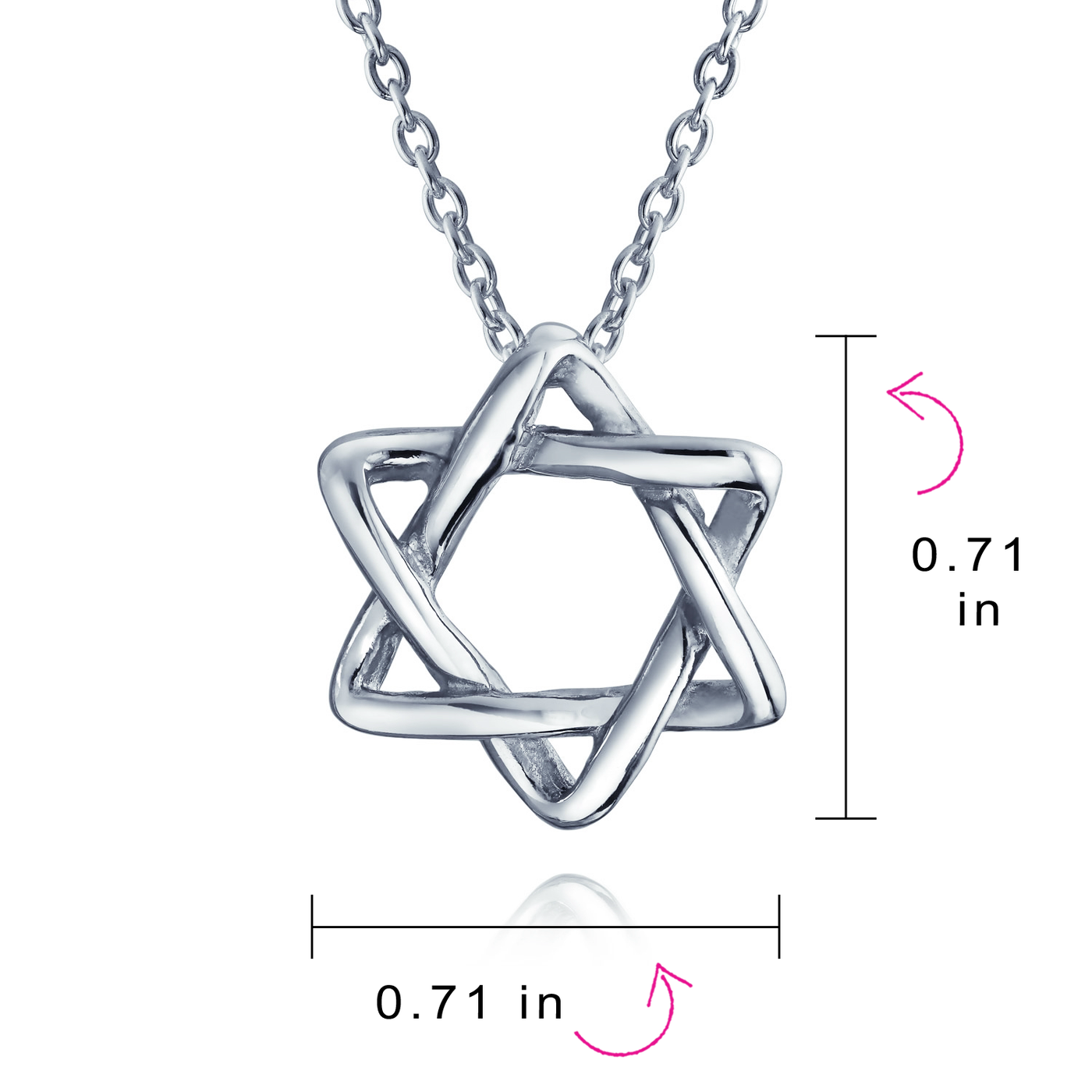 Star OF David Magen Je Intertwined Pendant Necklace Sterling Silver
