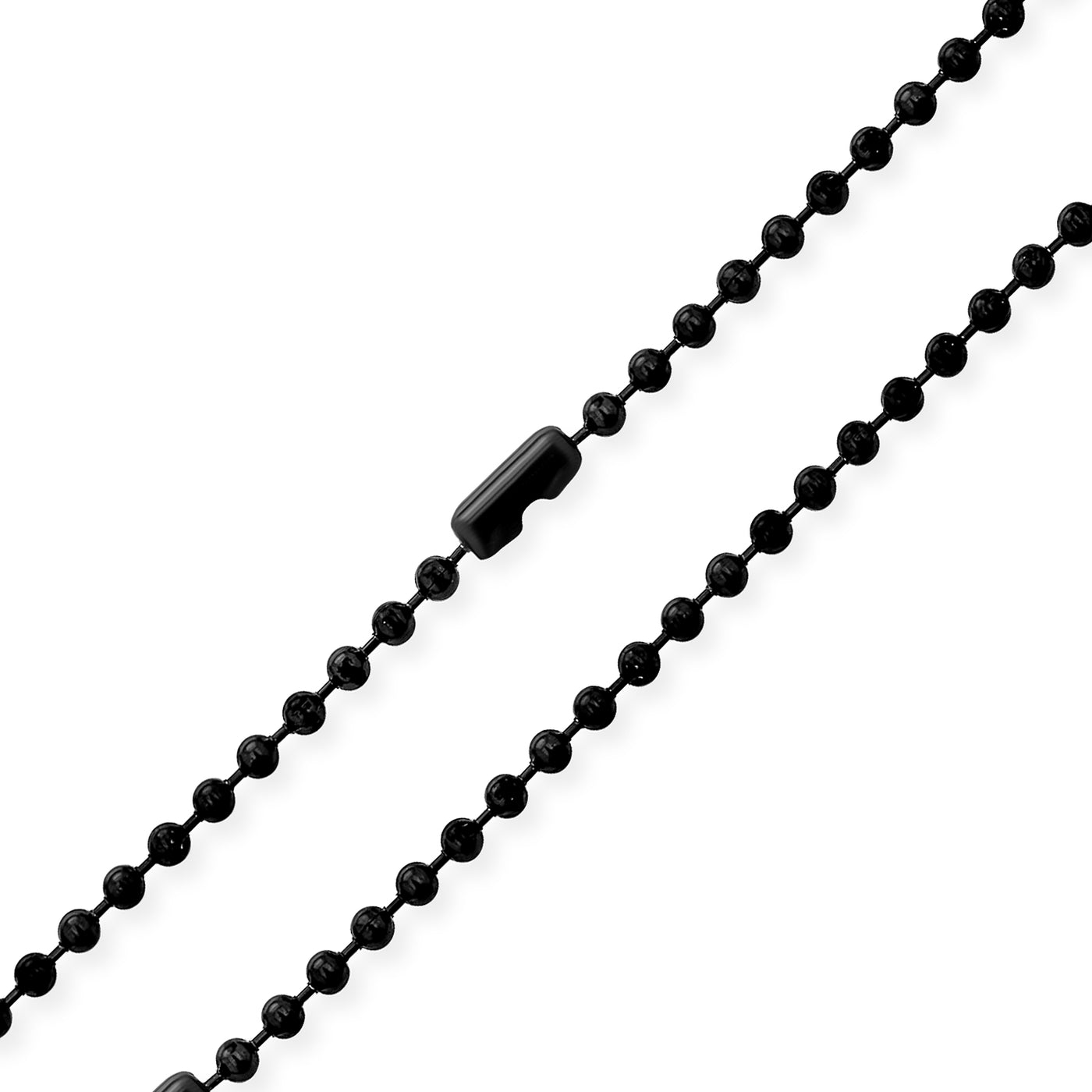 Black Shot Beaded Ball Chain Link 3MM Necklace Plated Stainless Steel
