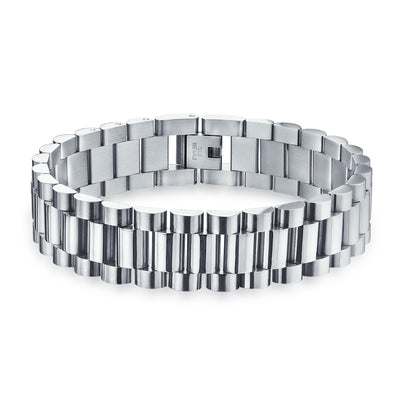 Panther Watch Band Link Bracelet For Men Silver Tone Stainless Steel