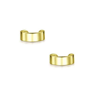 Set of 2 Geometric Ear Cuff Cartilage Clip Earrings For Non Pierced Gold Plated