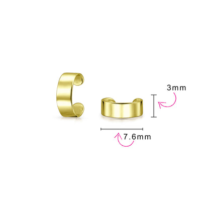 Set of 2 Geometric Ear Cuff Cartilage Clip Earrings For Non Pierced Gold Plated