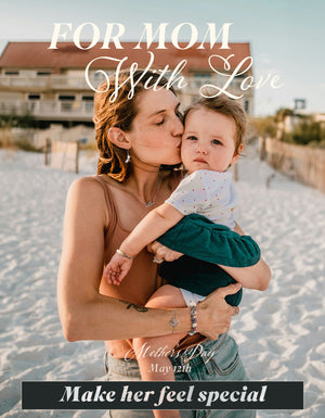 Mom and son on beach in an intimate moment. Make her feel special