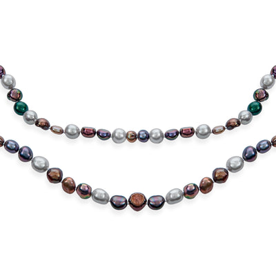 Earth Tone Freshwater Cultured Pearl .925 Sterling Silver Necklace