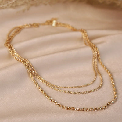 Statement Diamond Cut Rope Collar Necklace Gold Plated Multi Strand Choker - Bling Jewelry