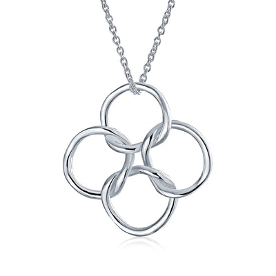 4 Geometric Interlocking Circles Pendant Necklace .925 Sterling Silver