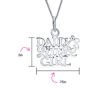 Daddys Little Name Plated Pendant .925 Sterling Silver Necklace 16 In