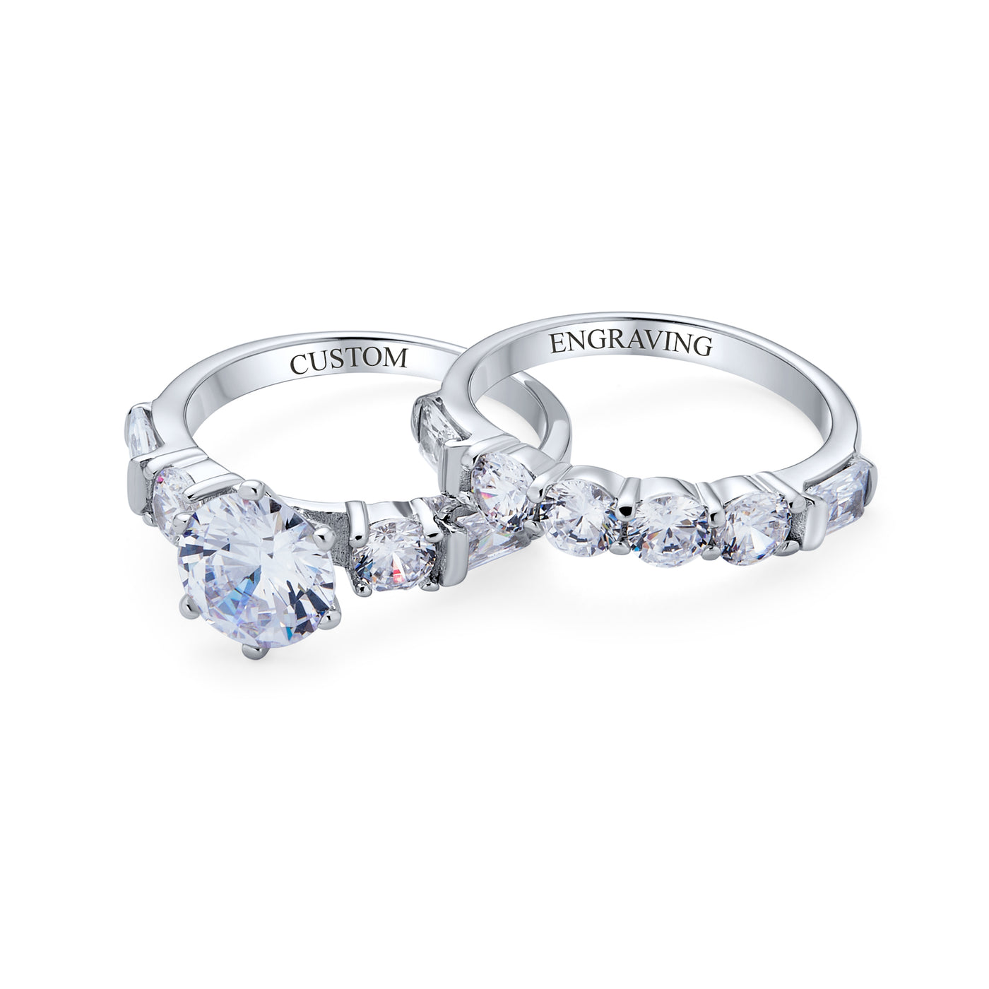 Classic Cathedral Cocktail Statement Ring Baguette CZ Side Stones 2 CT Solitaire
