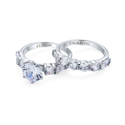 Classic Cathedral Cocktail Statement Ring Baguette CZ Side Stones 2 CT Solitaire