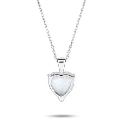 Romantic Bridal Opal Heart Pendant Necklace and Stud Earrings Sterling Silver - Bling Jewelry