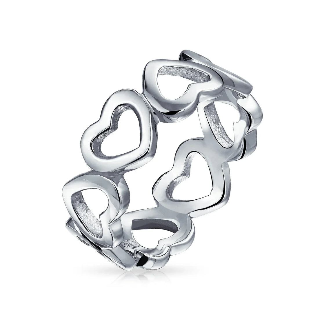 Silver Ring: BFF Friendship XO Heart Eternity Band Promise Ring in
