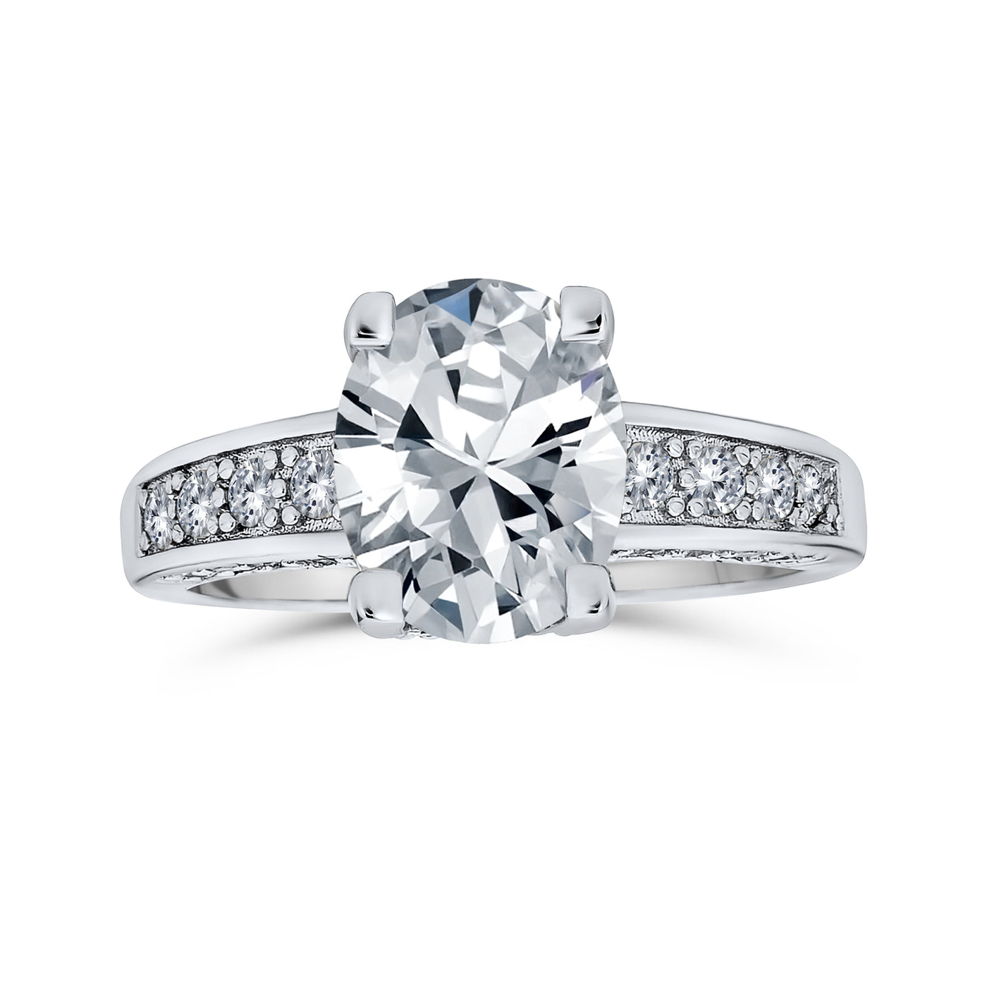 AAA CZ Oval Solitaire Engagement Ring Zirconia Band