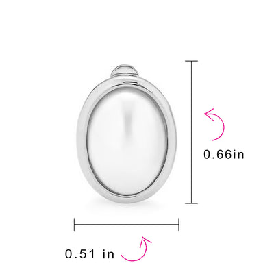 Set of 2 Simple White Pearl Cabochon Oval Clip-On Earrings Silver Gold Plated - Bling Jewelry