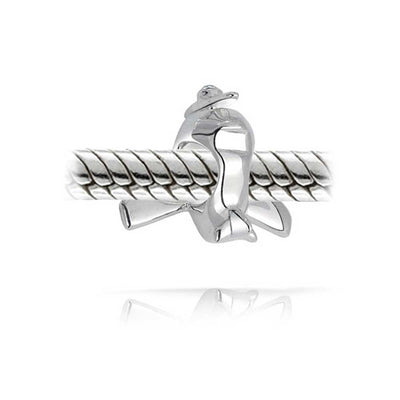 Airplane Aircraft Flight Pilot Travel Bead Charm .925 Sterling Silver