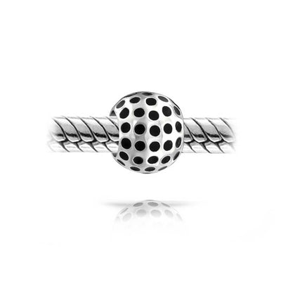 Golfer Sport Charm Bead Black Oxidized Silver for European Bracelet
