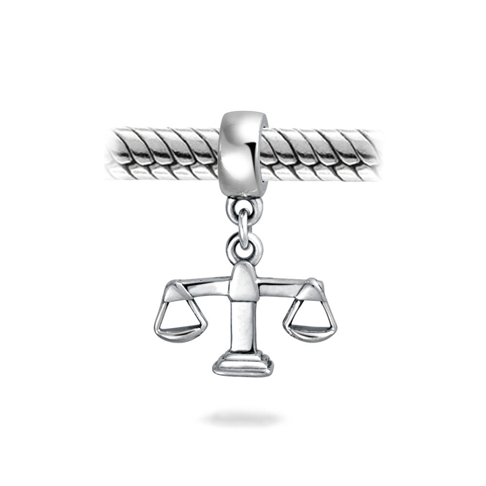 Judge Lawyer Scales Of Justice Libra Zodiac Sign Dangle Bead Charm