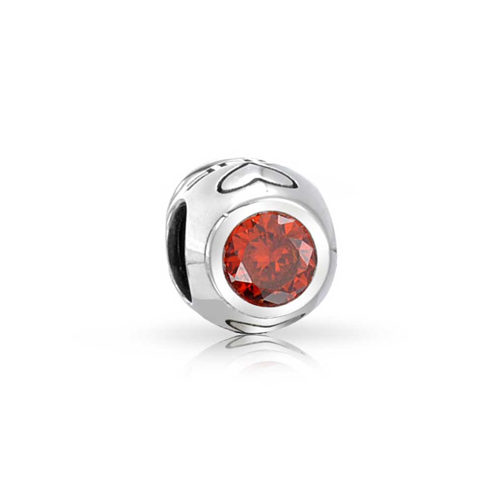 Silver Sommelier Stem Red Wine Glass Drinker Goblet CZ Charm Bead Sterling